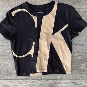 Calvin Klein Black and Cream Crop Top